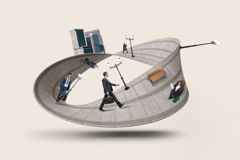 loop-business-people-going-work-concept-collage
